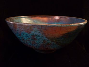 Green and Copper Raku Bowl