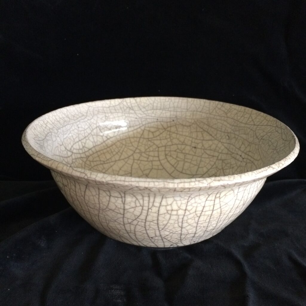 White crackle raku bowl