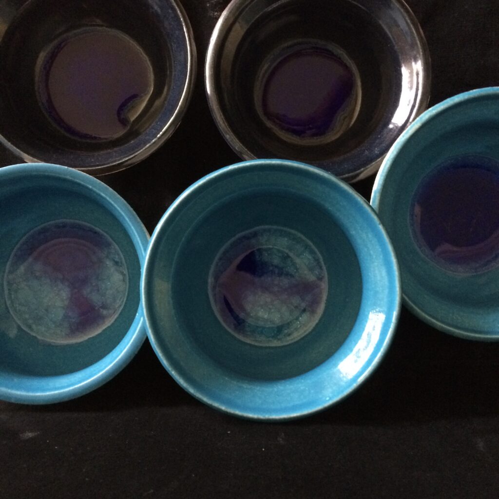 Blue tapas bowls with glass