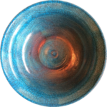 Copper blue raku bowl