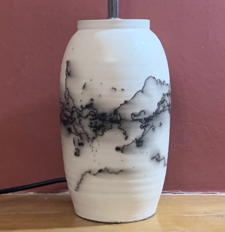 chinese landscape horsehair lampbase